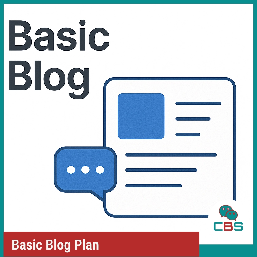 Basic Blog Plan illustration with chat graphic.