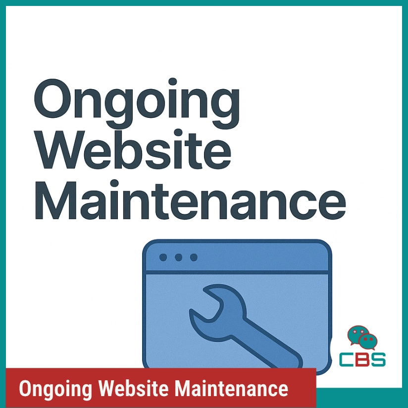 Website maintenance with browser and wrench icon.