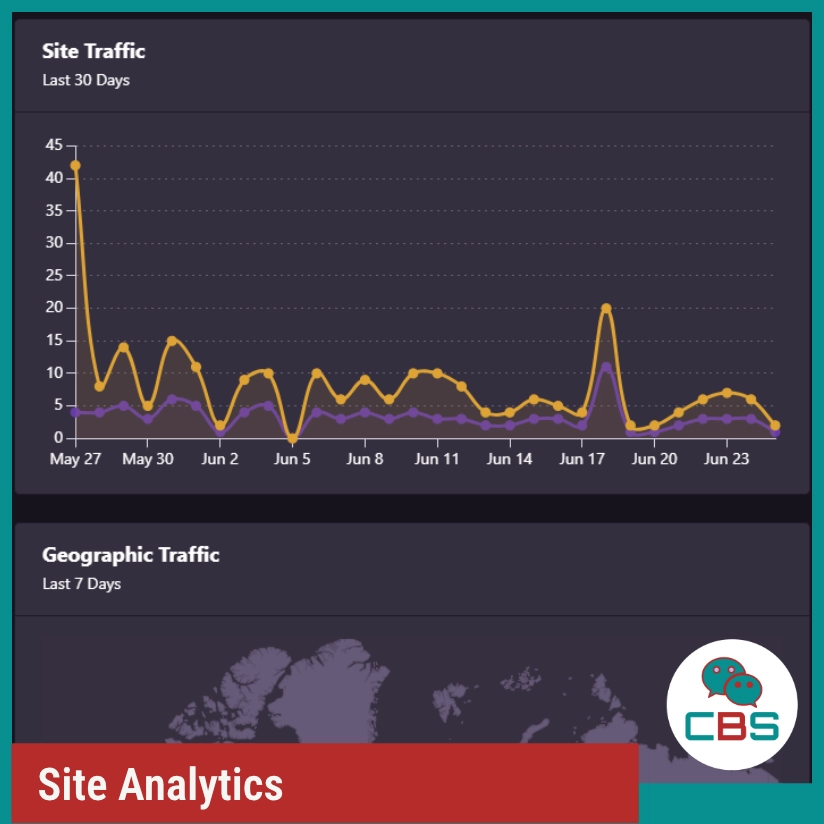 Graph showing site and geographic traffic data.