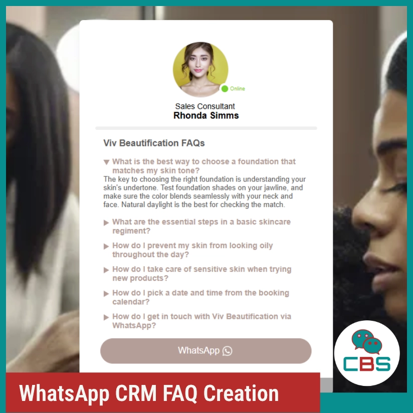 WhatsApp CRM FAQs for Viv Beautification.