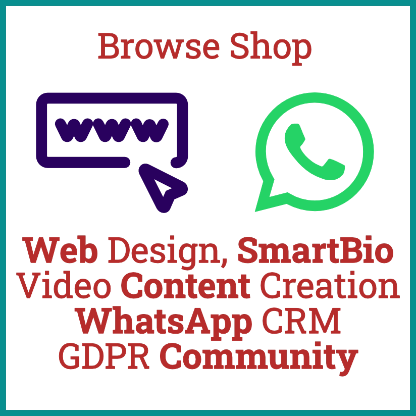 Shop services: web design, WhatsApp CRM, GDPR advice.